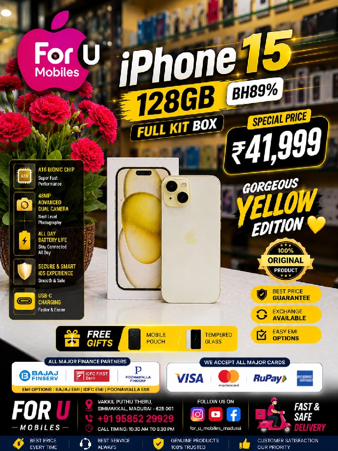 Apple i phone 15 128gb full kit Box brand new condition 