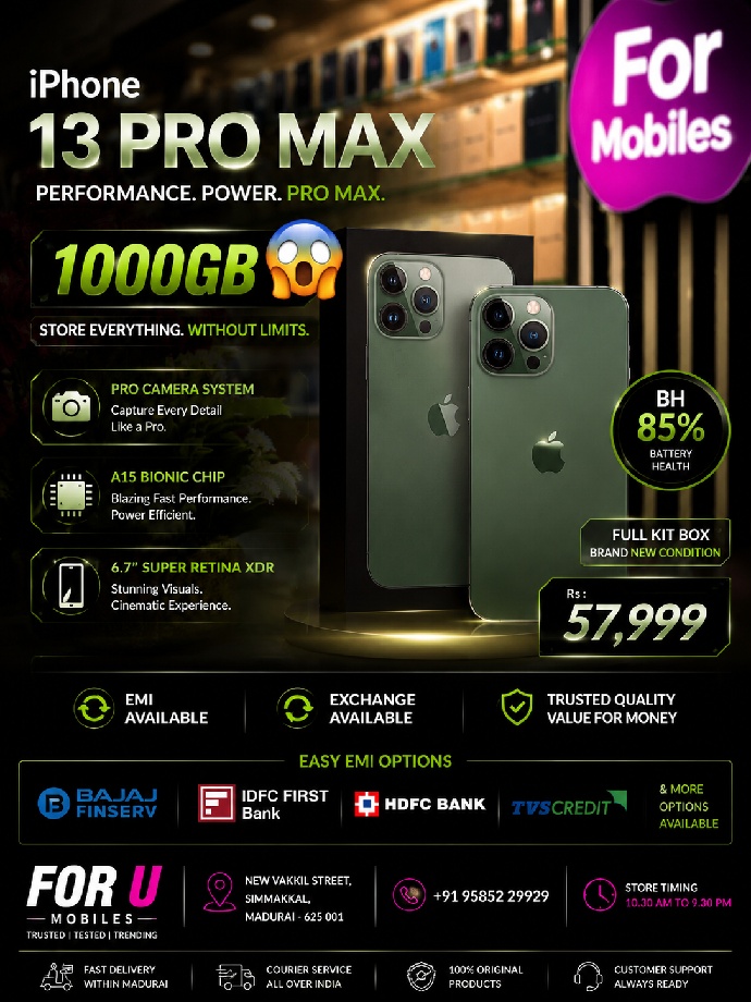 Apple I phone 13 pro max 1000 gb Full kit Box