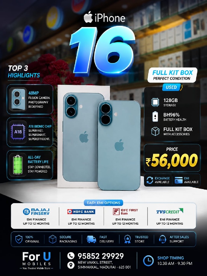 Apple I phone 16 128gbFull kit Box