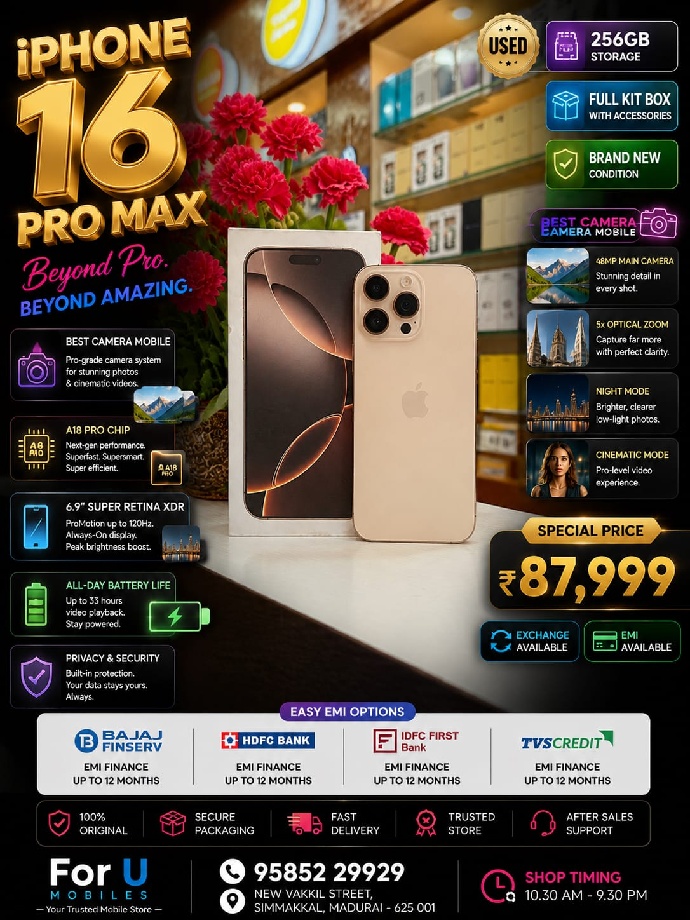Apple I phone 16  pro max 256 gb Full kit Box