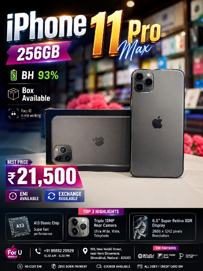 Apple I phone 11 pro max 256gb Box face ID not working
