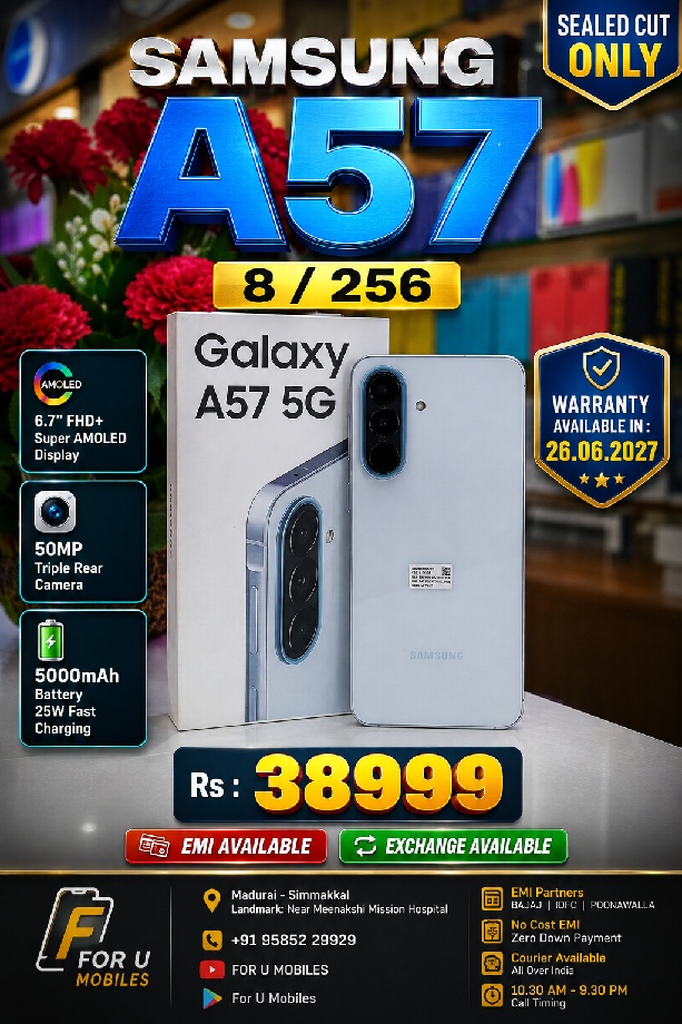 Samsung Samsung A57 8 / 256 Full kit Box Sealed cut condition