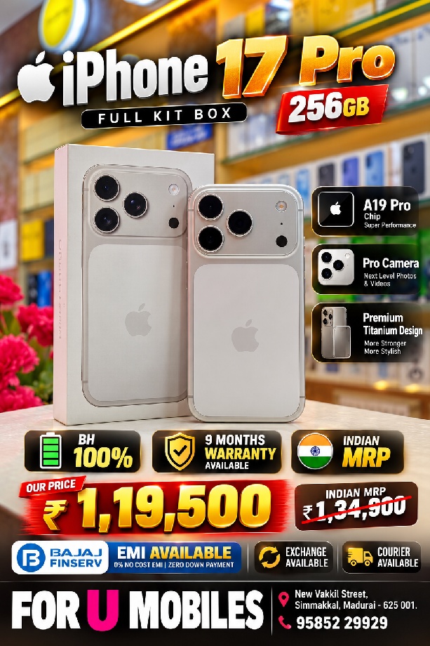 Apple I phone 17 pro 256gb Indian MRP Bh100% Full kit Box brand new condition 9 month warranty available