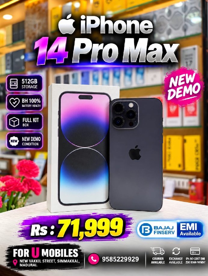 Apple I phone 14 pro max 512 gb Full kit Box New Demo
