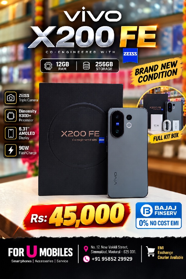 Vivo Vivo x200 fe12/256Full kit Box brand new condition