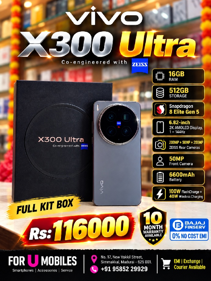 Vivo Vivo x300 ultra 16/ 512gb Full kit Box brand new condition 10 month warranty available